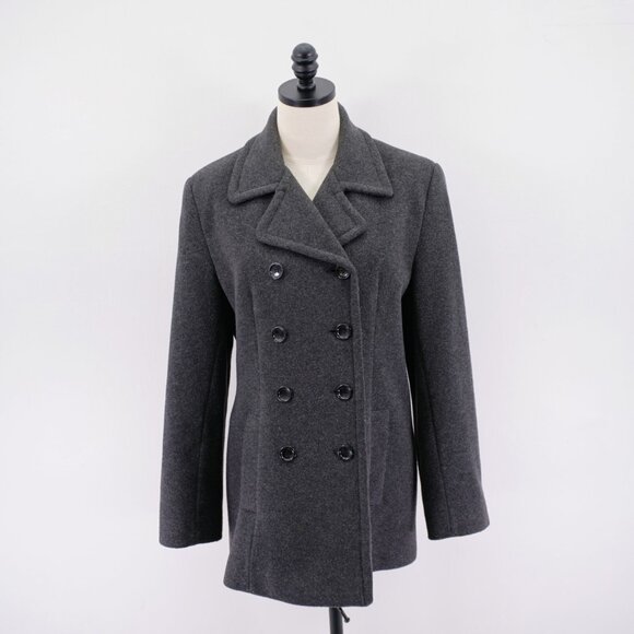 Jones New‎ York Sport Gray Double Breasted Size 8 Wool Nylon Cashmere Over Coat - Picture 1 of 11